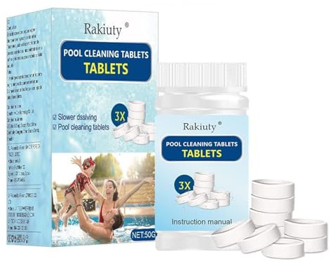 Rakiuty Multifunktions Pool Cleaning Tablet,Reinigungstabletten für Pool,Magic Pool Reinigungstabletten,Magic Pool Cleaning Tablet,Hochwirksame Tabletten für Pool 50G