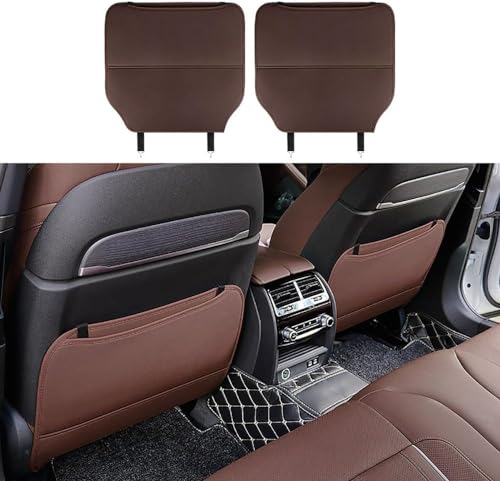 XZKKCD 2 StüCk Auto RüCksitz Anti Kick Pad für VW Tiguan 2. Gen/Tiguan Allspace 2016-2023, Wasserfester AutositzAnti-Schmutzig Auto Rückenlehnenschutz und Organizer,Brown