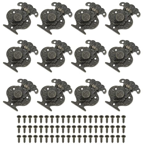 PATIKIL Toggle Catch Lock 2 x 1.6 12 Pack Zinc Alloy Vintage Vase Hasp Latch Retro Style Clasp Latch for Wooden Jewellery Box Decoration Suitcase, Bronze