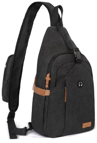 OSOCE Brusttasche Herren Canvas Crossbody Bag Leichte Schultertasche Herren Wasserdichte Tasche Anti-Diebstahl Sling Bag zum Wandern Reise Outdoor Sports