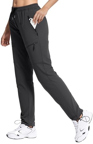 FLEFRM Womens Tall Hiking Pants Quick Dry Water Resistant Lightweight Tall Cargo Pants with 5 Pockets Insteam 32, Black, M