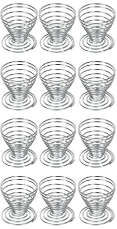 Yitobici Eierbecher aus Edelstahldraht-Spiralfedern,EierStänder Eierhalter,Eierhalter Stapelbar,Frühstück Gekochtes Kochwerkzeug (12Stück)