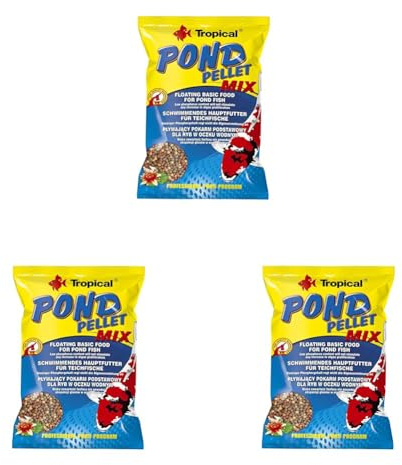 Tropical Pond Pellet Mix 1000ml / 130g - Aliment Complet sous Forme de Boules flottantes pour Koi, Poissons de Bassin (Lot de 3)