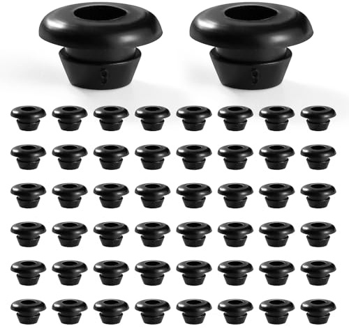 YIXISI 50 Piezas Diámetro 6 * 8 mm Pasacables Arandelas de Goma, Pasacables de Goma, Anillo de Ojal Proteger Cables, para Proteger Cables, Enchufes y Cables