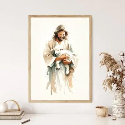 Yocheng Paraboles de Jésus Affiche Croyants Chrétiens Aquarelle Peinture Impression Sur Toile Porche Maison Mur Art Décoration Peinture Suspendue 50x70cm sans cadre