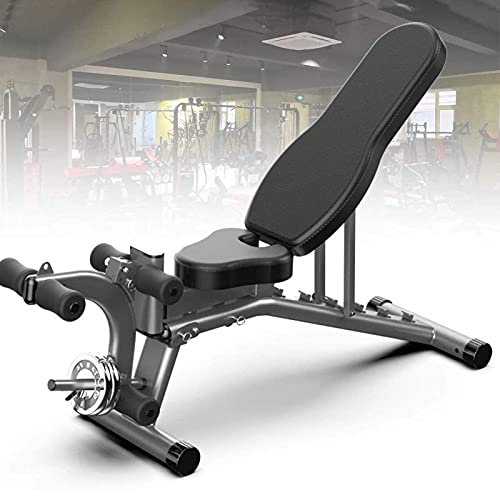 Verstellbare Hantelbank, verstellbare, klappbare Schrägbank, um 90° klappbare Sit-ups, mit Beinstrecker und Beinbeuger, flache Schrägbank, Bauchmuskeltraining im Fitnessstudio, maximale Belastung 20