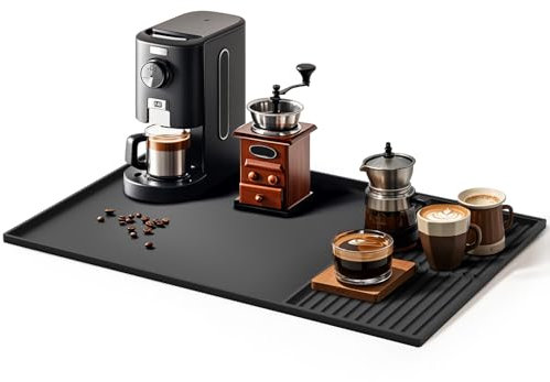 Coffee Mat, Large Silicone Kitchen Counter Mat 40.5x61cm, Coffee Machine Mat, Drying Mat for Kitchen Counter, Draining Mat, Multi-Functional Base Mat, Kitchen Counter Mat for Dish Coffee Bar Worktop