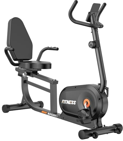 Dskeuzeew Vélo d'appartement Semi-Allongé, Vélo Couché Magnétique avec 8 Niveaux de Résistance Réglables avec Dossier, Capteur Cardiaque et écran LCD, Capacité de Charge de 180kg