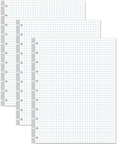 TUL Discbound Grid Filler Paper A4, 11 Disc Graph Paper, Letter Size 300Sheets / 600Pages Loose Leaf Paper, 100gsm White Paper, 8.5'' x 11''