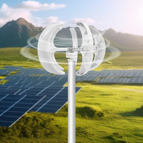 JDBDU Generador de turbina eólica vertical, 12 V, 600 W, 5 hojas, farol con controlador de generador de viento