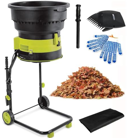 2500 W Trituradora De Hojas Eléctrica Recolector De Hojas Reducción 17:1,Con Ruedas Y Bolsa Recolectora,Guantes Y Cable De Alimentación,Para Hojas,Césped,Desechos Secos,noPowercord