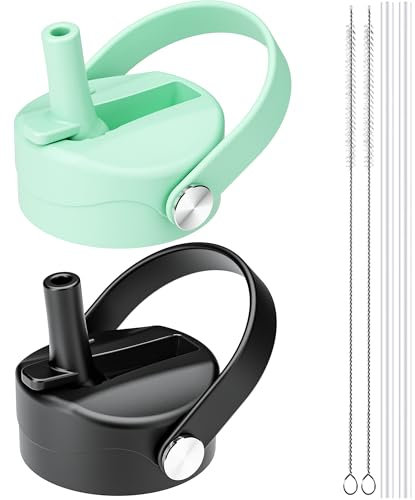 Straw Lid for Hydro Flask Wide Mouth, Lids with Straw for Hydroflask 12 16 18 20 32 40 oz Wide Mouth, Replacement Straw Cap for Hydroflask, Top Sport Bottle Lid (Black/Alpine)