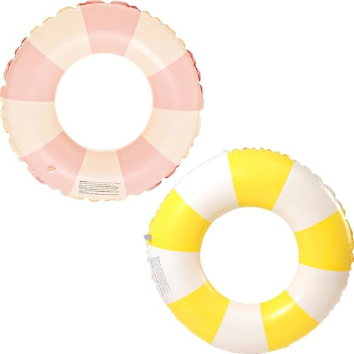 Anello di Nuoto Gonfiabile Salvagente Adulto, 2 pezzi Strisce PVC gonfiabile Anello da Nuoto, piscina gonfiabile per feste estive in spiaggia