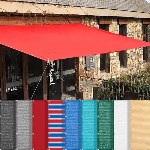 HQQMNY Awning Shade Net with Eyelets, 3 m x 5 m, Sun Protection Net, Privacy Net, Garden Net, 95% Shading Rate, UV-Resistant Shading Net for Garden, Playground, Greenhouse - Red