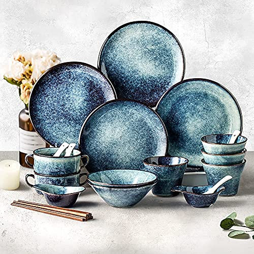 Set da tavolo SetSkitchen combinato in porcellana, set di stoviglie in ceramica, piatti e set di ciotole da 38 pezzi per la cena retrò.