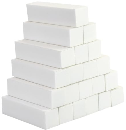 21 Pièce Bloc Polissoir Ongles,Blanc Tampon à poncer Ongles,Bloc Polissoir Nail Art Tool, Professionnelle Buffer Ongles Carré Éponge,pour Les Salons de Manucure