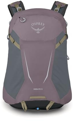 Osprey Hikelite 18L Durable Hiking Backpack - Travel Daypack with Rain Cover for Men and Women, Graphite Purple