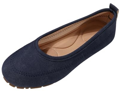 Xbemkste Ballerine pour femme avec bout carré - Chaussons plats - Semelle plate - Semelle souple - Légères - Grande taille - Pour femme, bleu, 40.5 EU