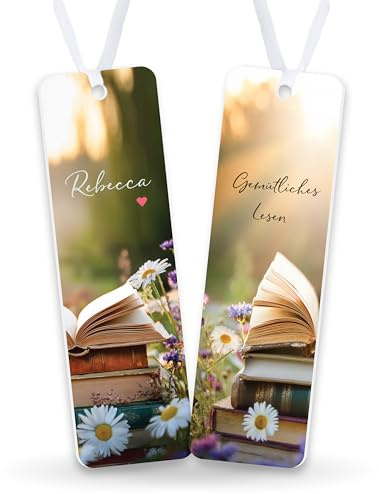 LAUBLUST Personalisiertes Lesezeichen aus Acrylglas | Buchzeichen für Erwachsene & Kinder mit Name - Geschenk für Bücherliebhaber | Romantik - Geschenke für Familie, Freunde, Kollegen zum Geburtstag