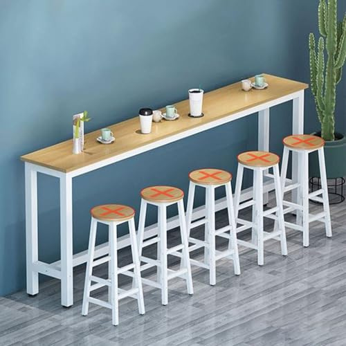 Tavolo stretto per la colazione e bar, stile rustico, industriale, salvaspazio, da cucina, a isola, lungo termosifone, mobili da pranzo per esterni, giardino, pub, piano di lavoro (finitura noce