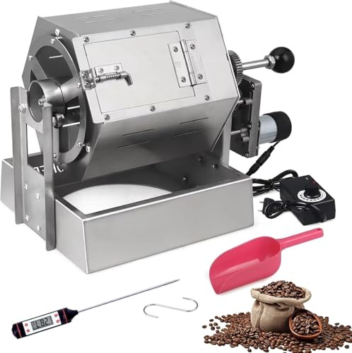 FHRKA Tostatrice elettrica Professionale da 800 g - Macchina per tostare Chicchi e Frutta secca in Acciaio Inox con termometro, Riscaldamento Uniforme per Il caffè