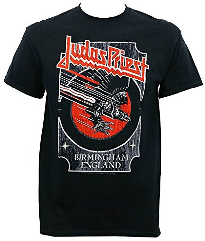 Global Merchandising Judas Priest Silver and Red Vengeance Homme Black T-Shirt