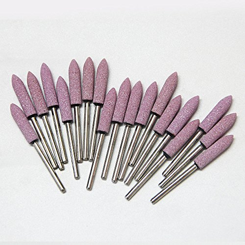 20PC Chain Saw Sharpening Stone 3mm Shank 6mm Head Dia Grinding Wheel Stone | Bullet-shape, for Rotary tools