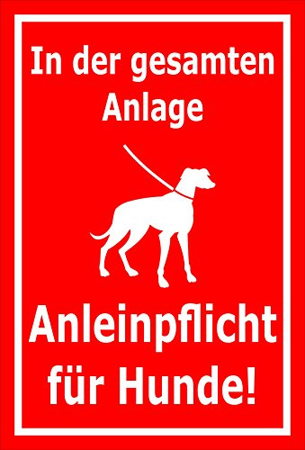 Melis-Folienwerkstatt Schild - Anleinpflicht für Hunde - 30x20cm | Bohrlöcher | 3mm Aluverbund – S00216-019-D -20 VAR.