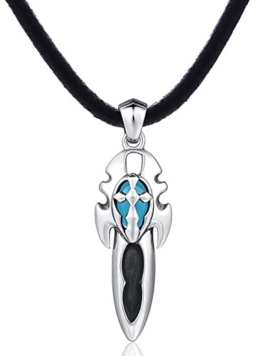 DonDon Herren Lederkette Leder Halskette 50 cm mit Edelstahl Anhänger Drache Thor Hammer Zahn Totenkopf Löwe und vielen weiteren