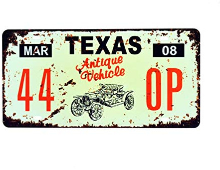 Eureya Placa de Metal hogar, cafetería, Bar, decoración de Pared, Coche, Coche, matrícula,Recuerdo,Texas 44 Op,30X15cm
