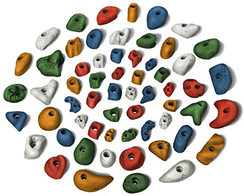 ALPIDEX 60 Klettergriffe | Kletterfläche 4-8 m² | Griffe Größen L, M, S, XS | Starterset | Klettersteine | Klettergriffset - Farbe:Mixed Coloured