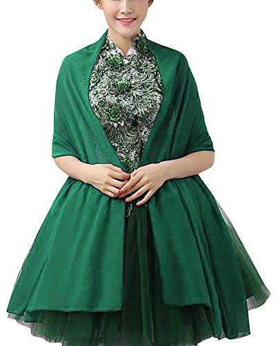 YAOMEI Damen Schals Chiffon, Halstücher Stola Umschlagtücher Umschlagtücher Halstuch für Hochzeiten Braut Bridemaids Abendgarderobe (76,8 * 43,3 Zoll (195 cm * 110 cm), Dunkelgrün)