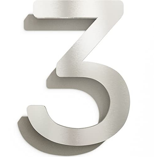 Numéro de maison 3 – acier inox – résistant aux intempéries – avec matériel de montage – plaque signalétique – N.203.E