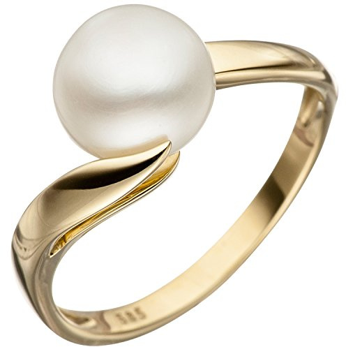 Jobo Damen-Ring aus 14 Karat 585 Gold mit großer Perle