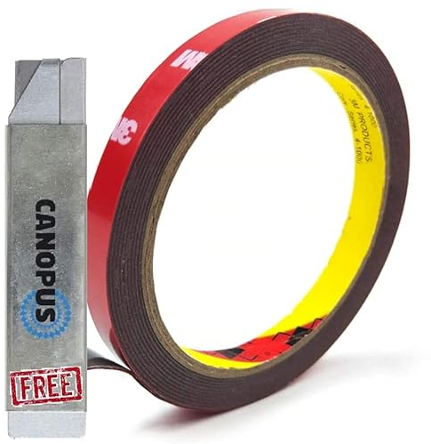CANOPUS 3M Double Sided Tape 5mm x 3m Heavy Duty Waterproof for Automotive, LED Strips, Indoor & Outdoor Mounting