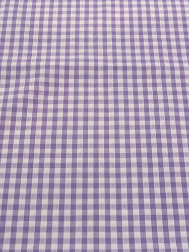 Lilac Gingham Polycotton Fabric by The Meter 1/4 Inch Check 114cm 45 Inch Wide