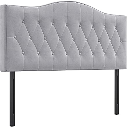 HOMCOM Kopfteil für Bett Polsterkopfteil Bett Kopf Rückenlehne Bettkopfteil in grau Pappel Samt Stoff 185 x 8 x 134 cm