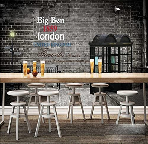 3d estilo industrial restaurante bar cafetería fondo pared mural decoración papel tapiz retro personalidad oscura pared de ladrillo papel tapiz-450cmx300cm