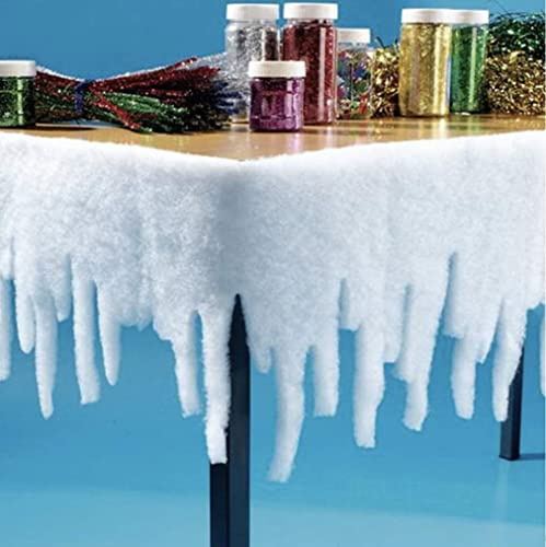 SKYTE® Glitter Snow Fringe Icicle Garland Artificial Fake Christmas Decoration Scene Setter 1m x 26cm Window Pictures