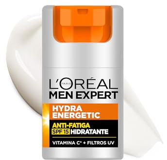 L'Oréal Paris Men Expert Hydra Energetic Crema Hidratante SPF15, 100ml | Guaraná, Vitamina C y Proteínas, Ayuda a Reducir Signos de Cansancio, Hidratación 24h, Men Expert Hydra Energetic