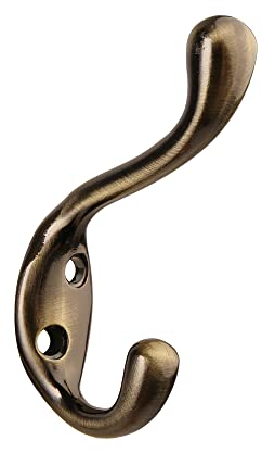 HASWARE 6 ganci a doppio griffe, ganci a doppio griffe, ganci da parete anticati, ganci vintage resistenti con 12 viti per cappotti, cappelli, vestiti, asciugamani, chiavi (ottone antico)