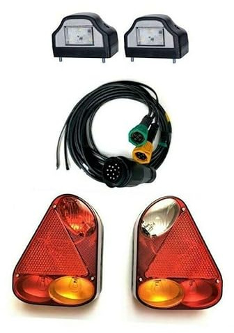 MelTruck Kit Fanali Posteriori LED Rimorchio 13 Poli Luce Targa E9 Baionetta Roulotte Camion 12V 24V Stop Freccia Nebbia Retromarcia Cavo Incluso Completo