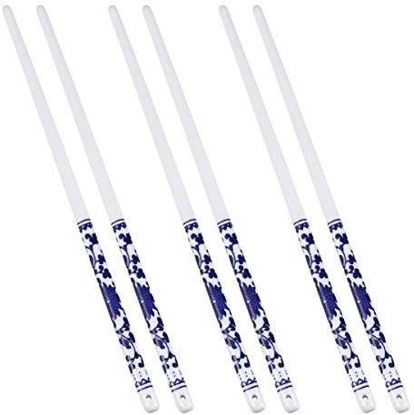 UPKOCH Palillos de Palillos Chinos 10 Pares Largos de Porcelana Azul y Flores de Reutilizables para Hogar y Restaurante Aptos para Cenas Asiáticas Sushi Fideos Arroz