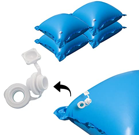 4X EVOLUTION® Poolkissen für Poolabdeckung Winter - Aufblasbare Luftkissen mit Luftstopventil inkl. 4 Ösen - Pool Ballon Schutz zur Überwinterung Poolplane Winterfest Kuppel Abdeckung Pillow Garten