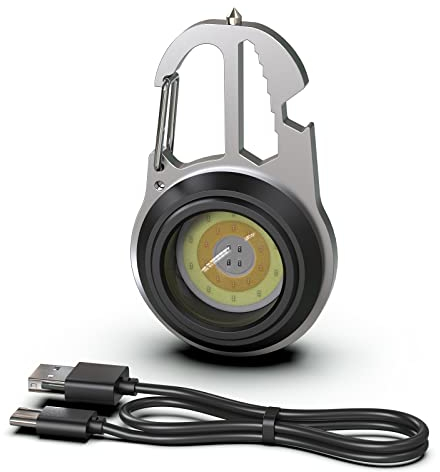 shefor Mini LED Taschenlampe, COB Schlüsselanhänger Arbeitslicht, Notlicht Wiederaufladbar 800 Lumen, 7 Modi USB Tragbare Inspektionsleuchte mit Schraubendreher für Camping, Notfall, Reparatur (1PCS)