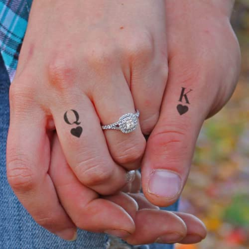 MyJagua Tattoo • Herz Dame & König | 1-2 Wochen Tattoo | Auf Pflanzenbasis | Hautverträglich | Wasserfest | Neue Tattoo Technologie | Kein Klebe Tattoo | Partner Tattoo