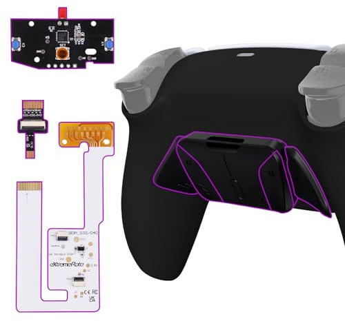 eXtremeRate Konfiguriert RISE4 Remap Kit für ps5 Controller BDM-030/040/050 Model,Upgrade Mapping Board&Rückplate Gehäuse/Case&Rücktasten Back Paddles für ps5-Matt Schwarz