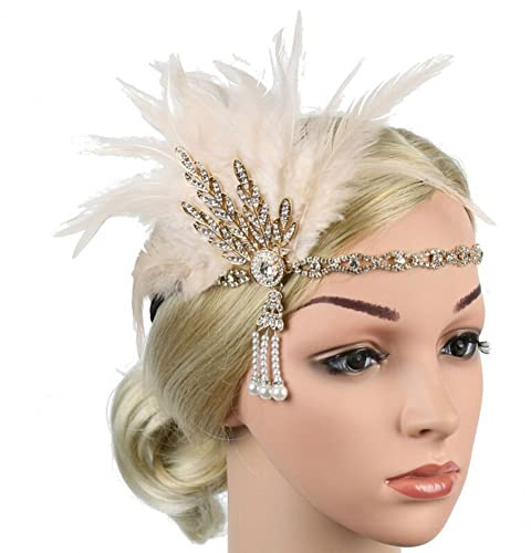 1920-tals pannband Great Gatsby strass huvudbonad med fjäder 1920-tals fina håraccessoarer