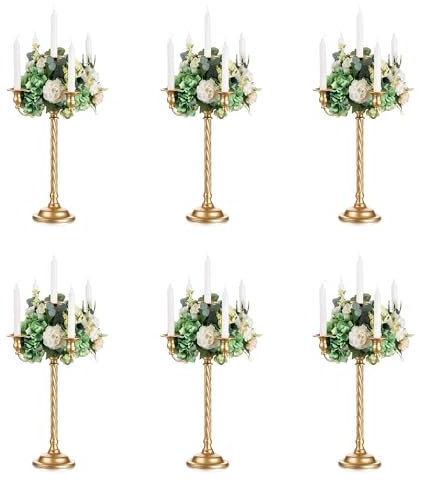 Sziqiqi 53,3 cm großer Kerzenständer Kerzenleuchter, florales Metall, Tischdekoration für Hochzeit, Party, Event