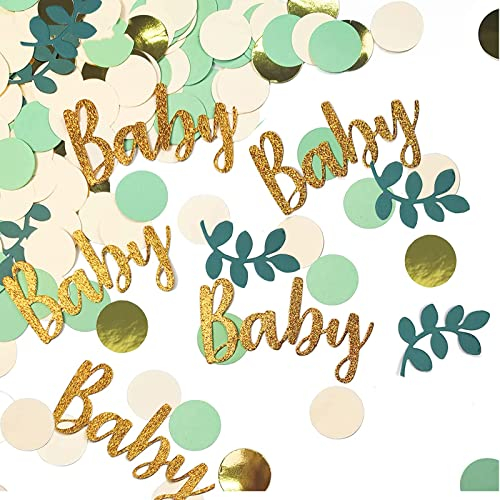 qingmeng Babyparty Deko Konfetti | 100 Stück Baby Shower Deko Konfetti Junge Mädchen Grün | Baby Party Dekoration Neutral | Babyparty Tisch Dekoration Servietten Konfetti Party Baby Dusche Zubehör